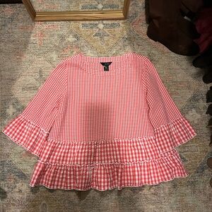 Red Gingham Ruffle Blouse